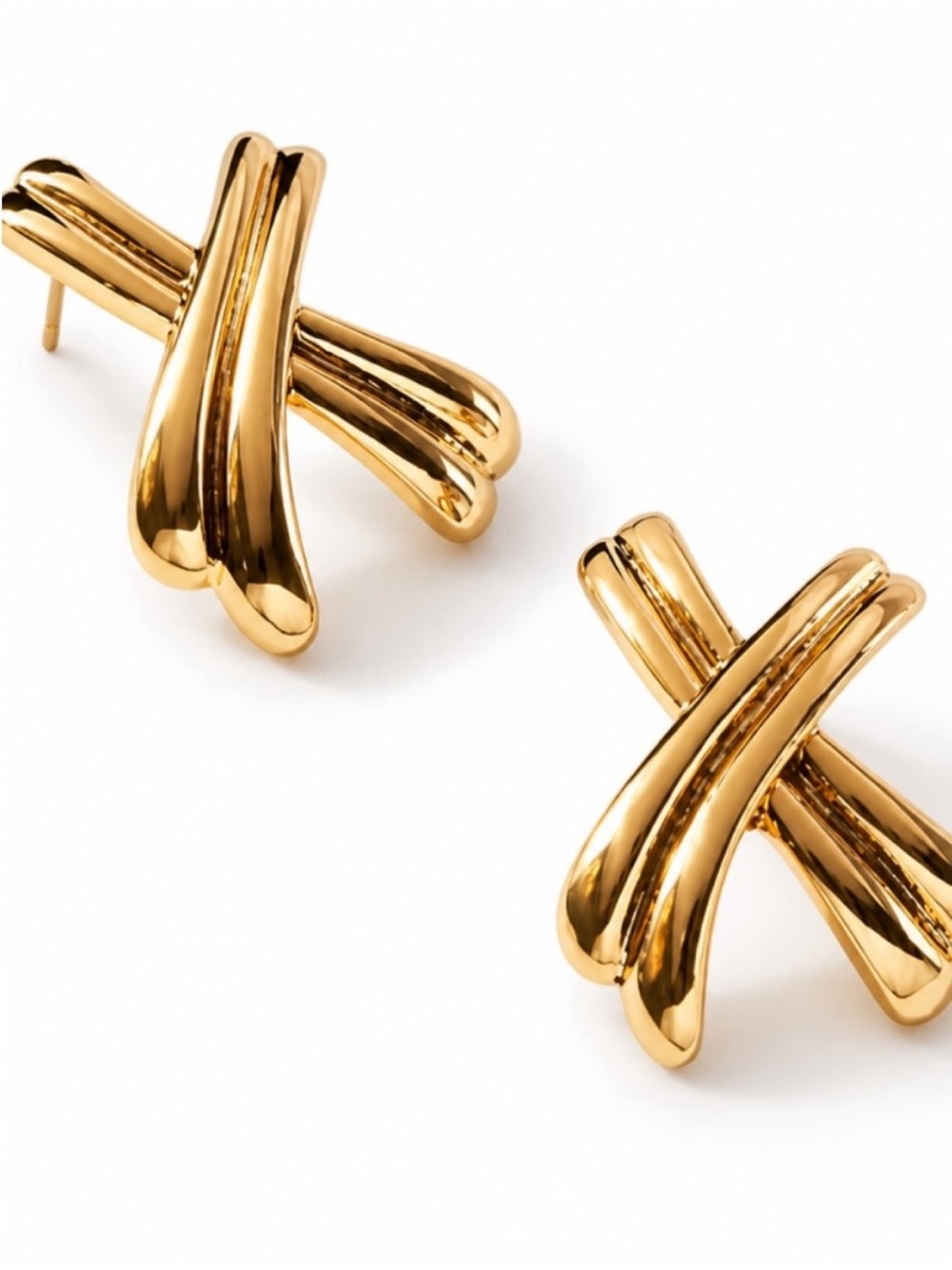 New! Gold Cross Post Earrings (3022) NWOT - Picture 2 of 3